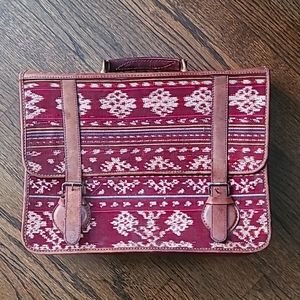 Vintage Tapestry Leather Briefcase